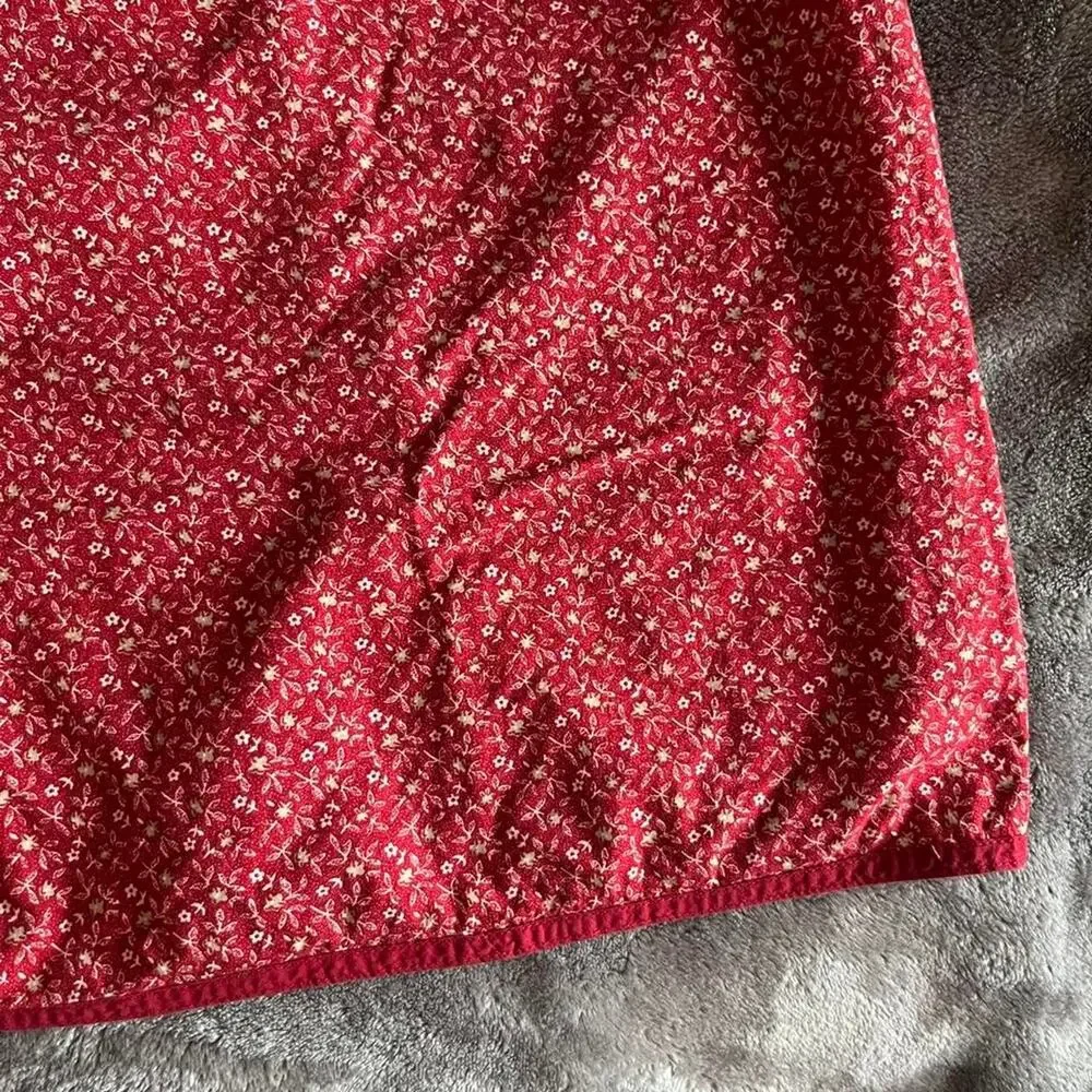 100% Cotton Red Floral Pattern Skirt w Drawstring Tie Waist sz 22/24 Faded Glory